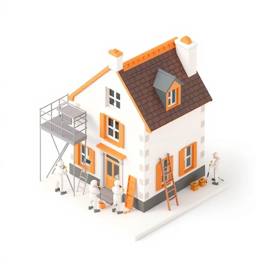 Travaux de peinture sur une maison dans les Bouches-du-Rhône — illustration